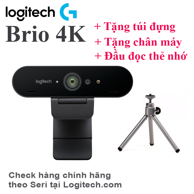 Bảng giá [Trả góp 0%]Webcam Logitech BRIO - 4K Ultra HD, tặng chân máy, đầu đọc thẻ, túi đựng,  chính hãng check seri tại website hãng Phong Vũ