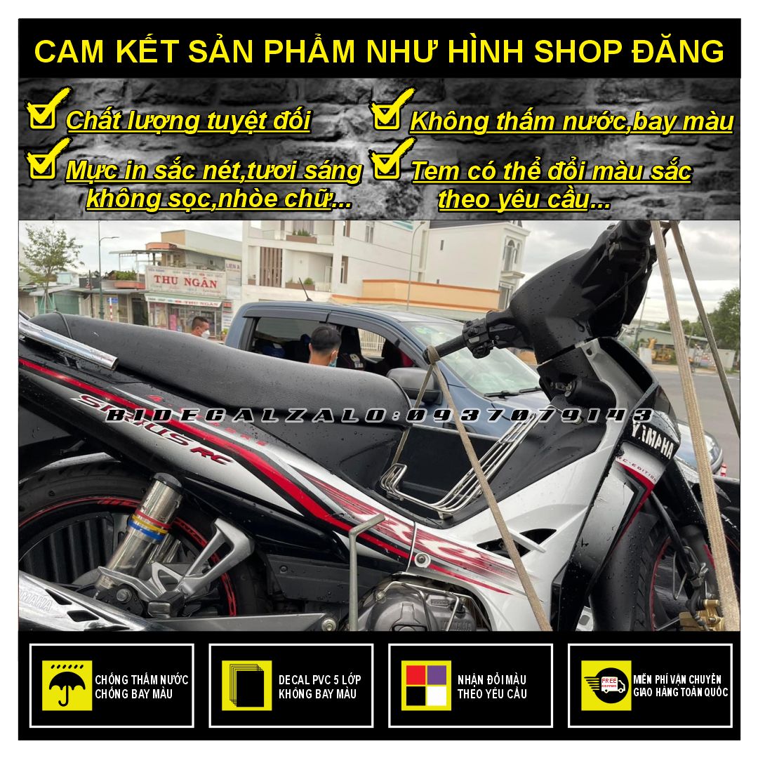 HCM-BIDECAL- TEM RỜI SIRIUS MẪU DZIN TRẮNG ĐỎ ĐEN