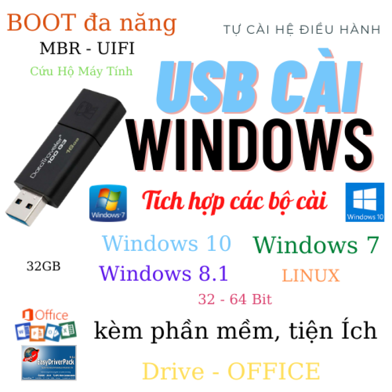 Bảng giá Bộ Cài Hệ Điều Hành Windows 10 Pro 32-64BIT - Tặng Kèm W7.8.Linux - MultiBoot Đa Năng Phong Vũ