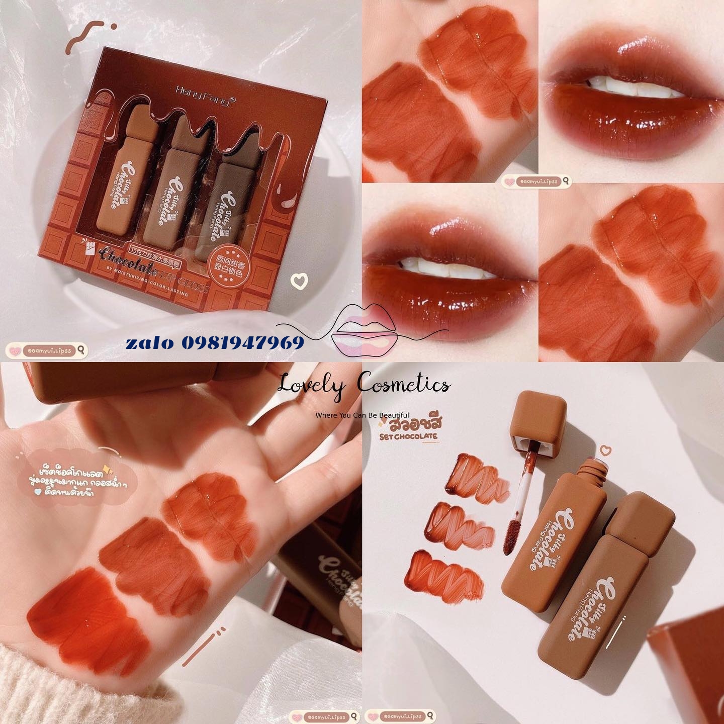 🌟Set son Hengfang 3 cây Chocolate 🍫