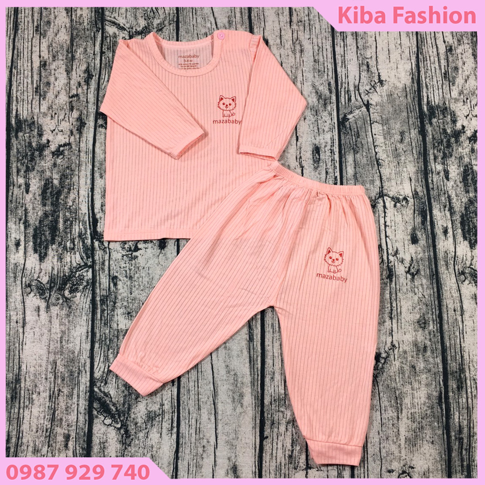 1 Bộ dài tay gân tăm HÀNG ĐẸP hiệu MAZABABY cúc cài vai cho bé từ 6-15kg-BDGT0300- bộ quần áo dài tay cho bé