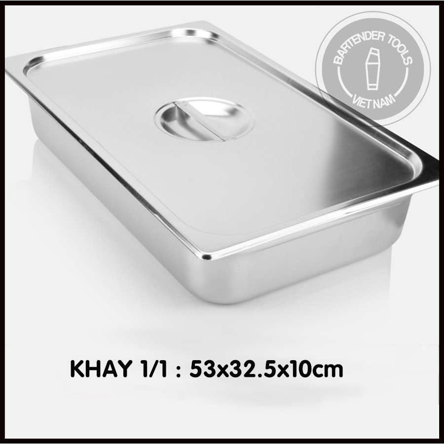 Khay đựng thạch , thực phẩm topping inox 1/1