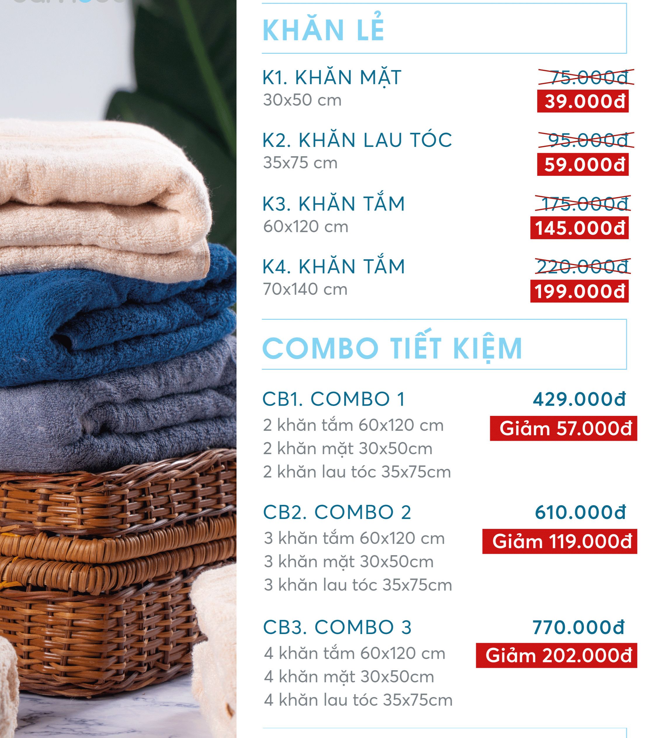combo 12 khăn vải sợi tre - A012