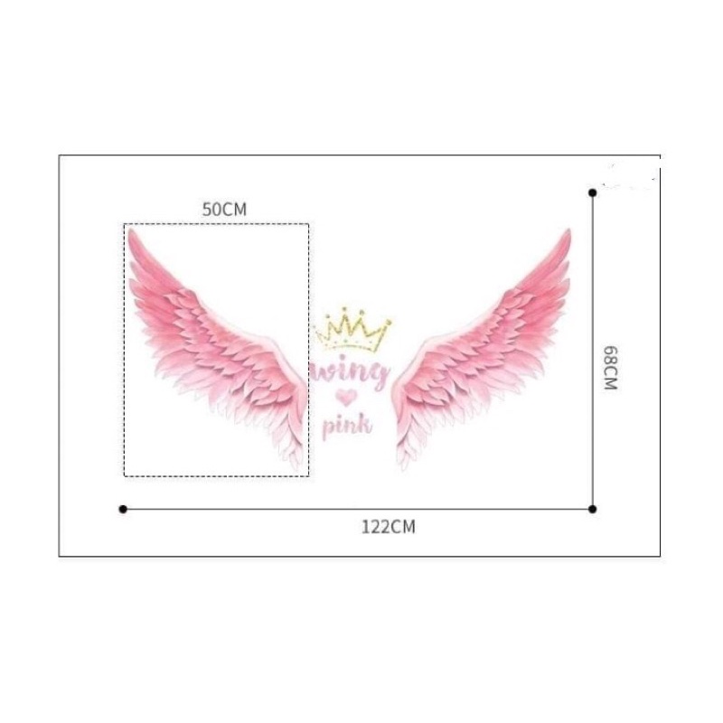 Decal dán tường đôi cánh thiên thần, sẵn keo dán.