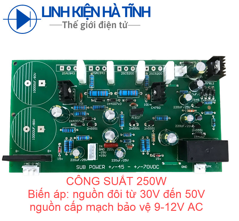 Mạch công suất sub loại 4 sò mạch sub 4 sò liền nguồn có mach bảo vệ 250W