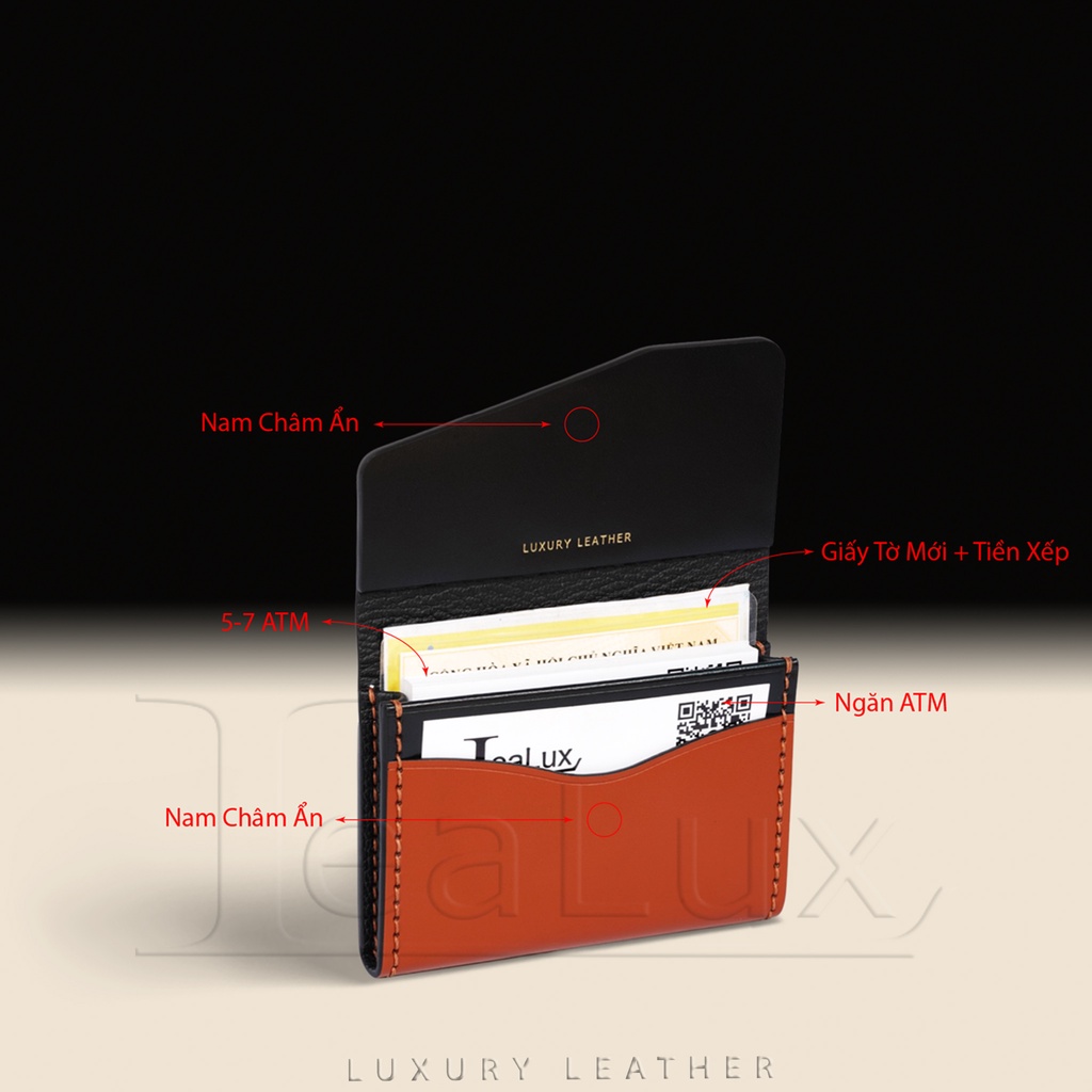 Ví Da Đựng Thẻ Handmade Cao Cấp Lealux Card Wallet