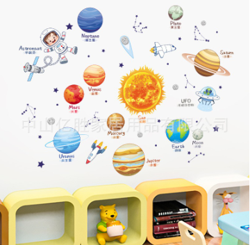 Decal trang trí dán tường cùng Bé khám phá hành tinh TS64