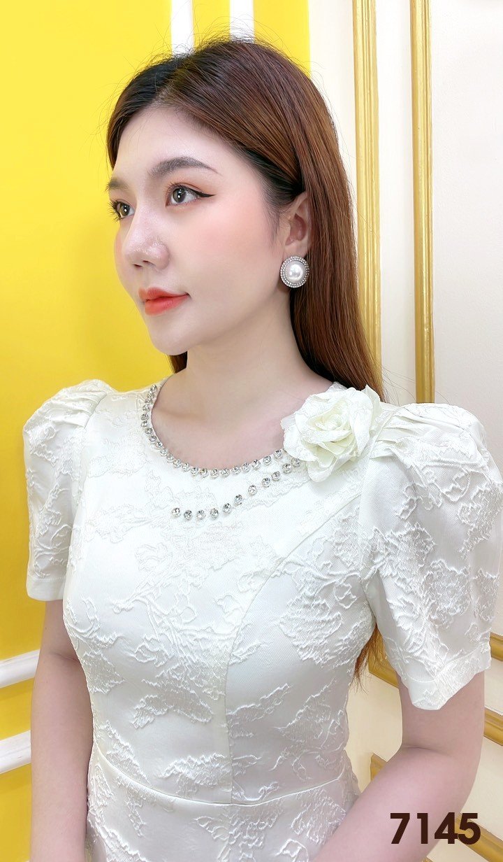 Đầm EMY EM7145 Xoè Gấm Vân