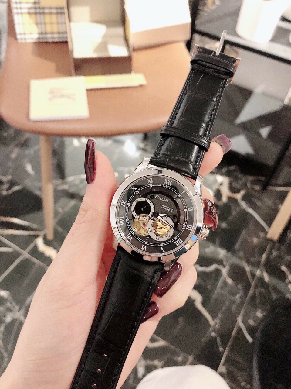 [HCM]Đồng hồ nam dây da BULOVA 96A119 AUTOMATIC CAO CẤP