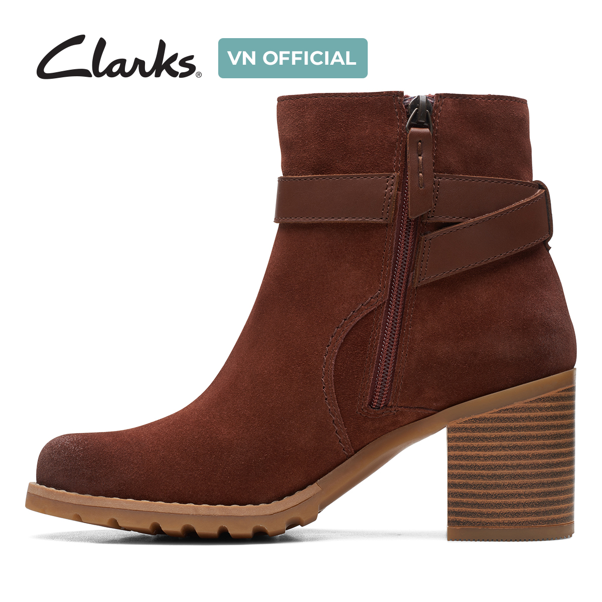Giày Bốt Cao Gót Da Nữ Clarks - Clarkwell Hall