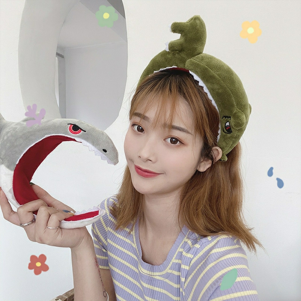 Wide mouth shark headband