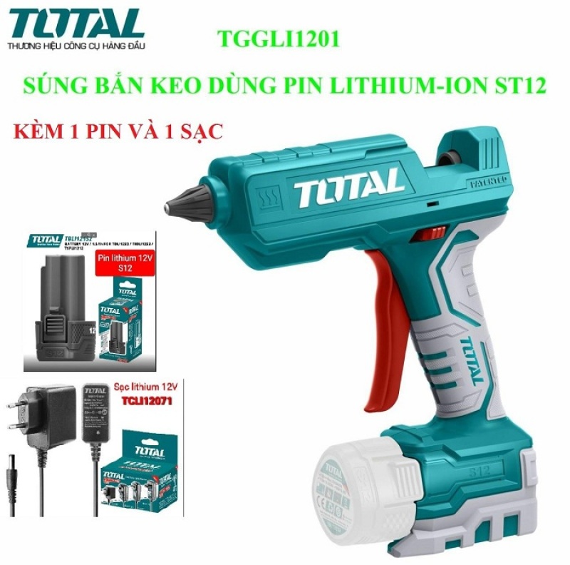 Dụng cụ bắn keo dùng pin Lithium-S12 TOTAL TGGLI1201-1PIN1SAC