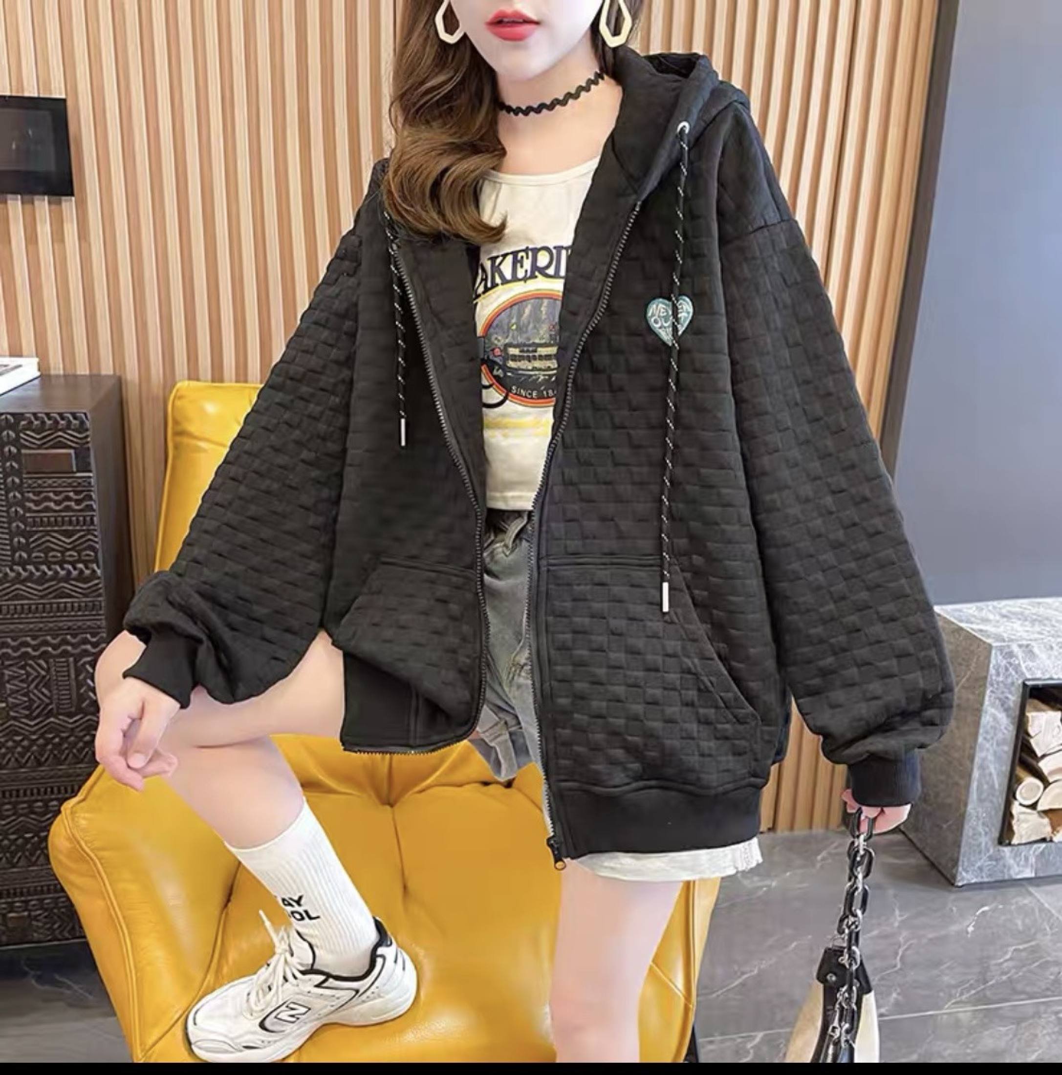 [HCM][FREESHIP] Áo hoodie áo khoác hoodie Nỉ Nữ cực đẹp mềm mịn chất thun nỉ bông thoáng mát thêu Tim (nón 2 lớp có dây kéo)