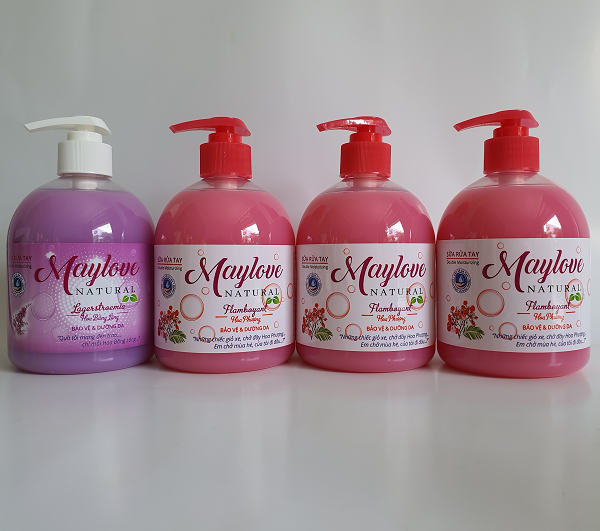 Combo 4 Chai Sữa rửa tay Maylove ( 3 Chai Hoa Phượng 500ml+ 1 Chai SRT Hoa Bằng Lăng 500ml )