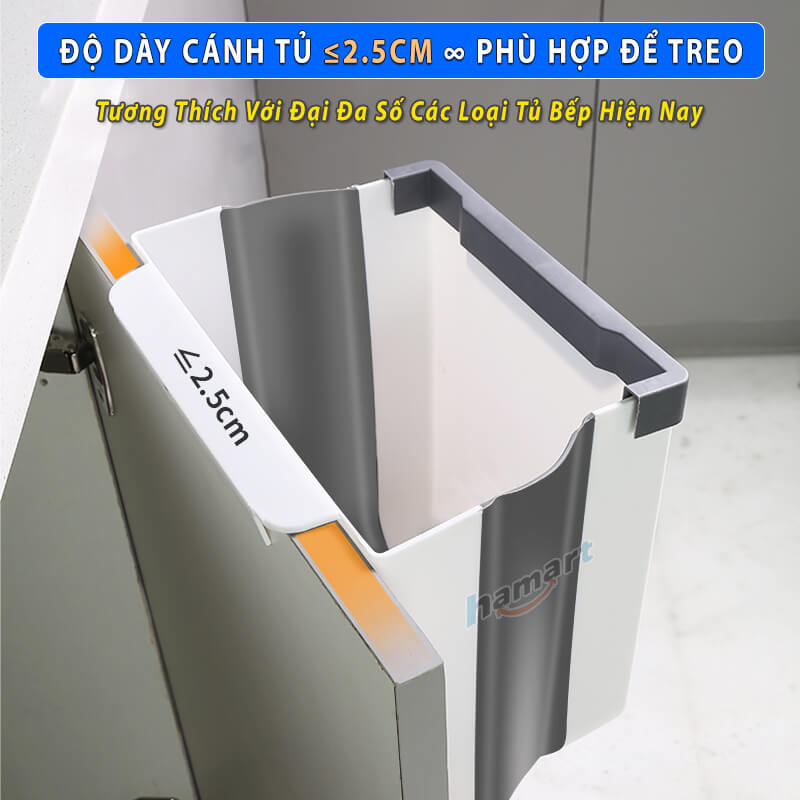 Thùng Rác Treo Tủ Bếp Hamart Cỡ LỚN 10L Gấp Gọn Gài Cánh Cửa Đa Năng Cao Cấp TẶNG 20 Túi Rác