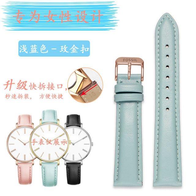 Đồng hồ Fossil Fossil dây da đồng hồ nữ dây hồng lớp trên cùng da bò khóa chốt thắt lưng kèm 1