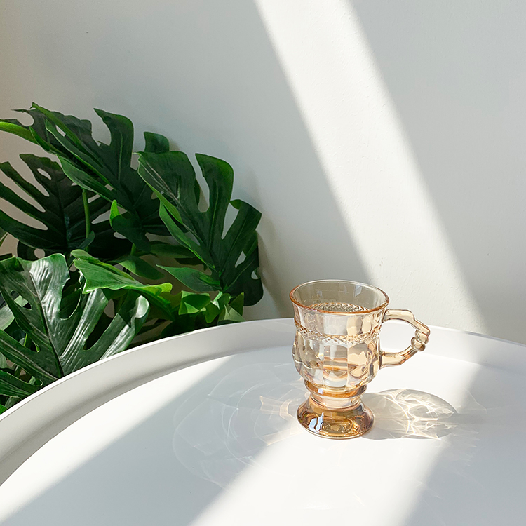 Cốc/ Ly thủy tinh vintage phong cách retro Hàn Quốc