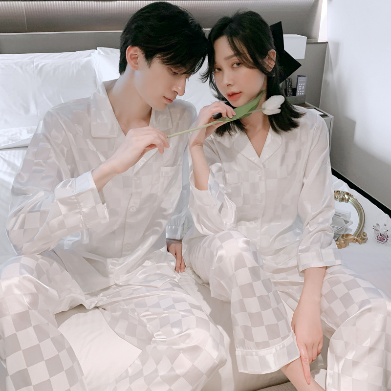 Đồ Ngủ Satin Lụa Dài Tay Cao Cấp 💫 Đồ Đôi Lụa Gấm Mặc Nhà Nam Nữ 💫 IVY614