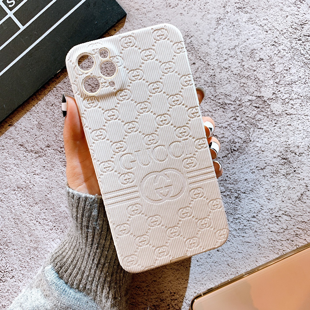 [ IPHONE ] Ốp Lưng Da Dập Nổi Full Viền Bảo Vệ Camera Gucci