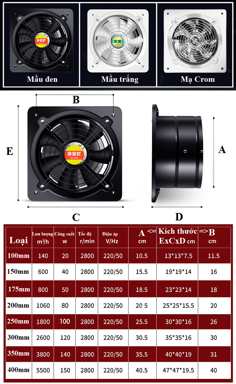 Quạt Thông Gió Hút Mùi Đường Ống Đa Năng Không Gây Ồn Hiệu Suất Cao Chuyên Dùng Cho Nhà Bếp Công Sở Nhà Vệ Sinh