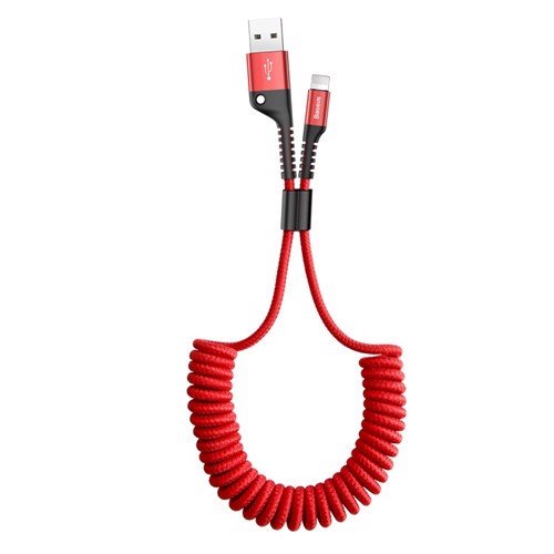 Dây cáp sạc iphone dây xoắn đàn hồi Baseus Fish Eye Spring Data dùng cho iPhone (Hỗ trợ sạc nhanh 2A Max, dài 1M)