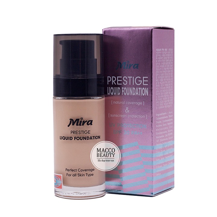 Kem nền mịn da chống nắng Mira Liquid Foundation No.23 Hàn Quốc 30ml (Da bình thường)