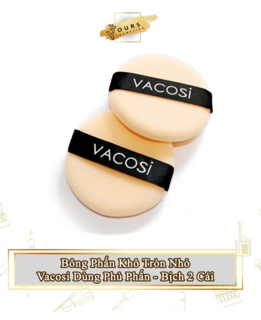 Bông Phấn Khô Tròn Nhỏ Vacosi Dùng Phủ Phấn - Bịch 2 Cái