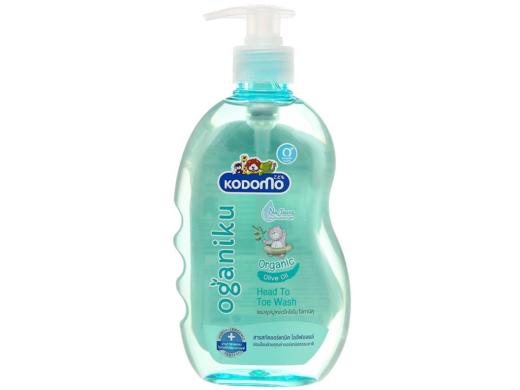 Sữa tắm gội Kodomo chai 400ml Organic Head To Toe Wash Oganiku dành cho bé sơ sinh - sua tam goi cho be