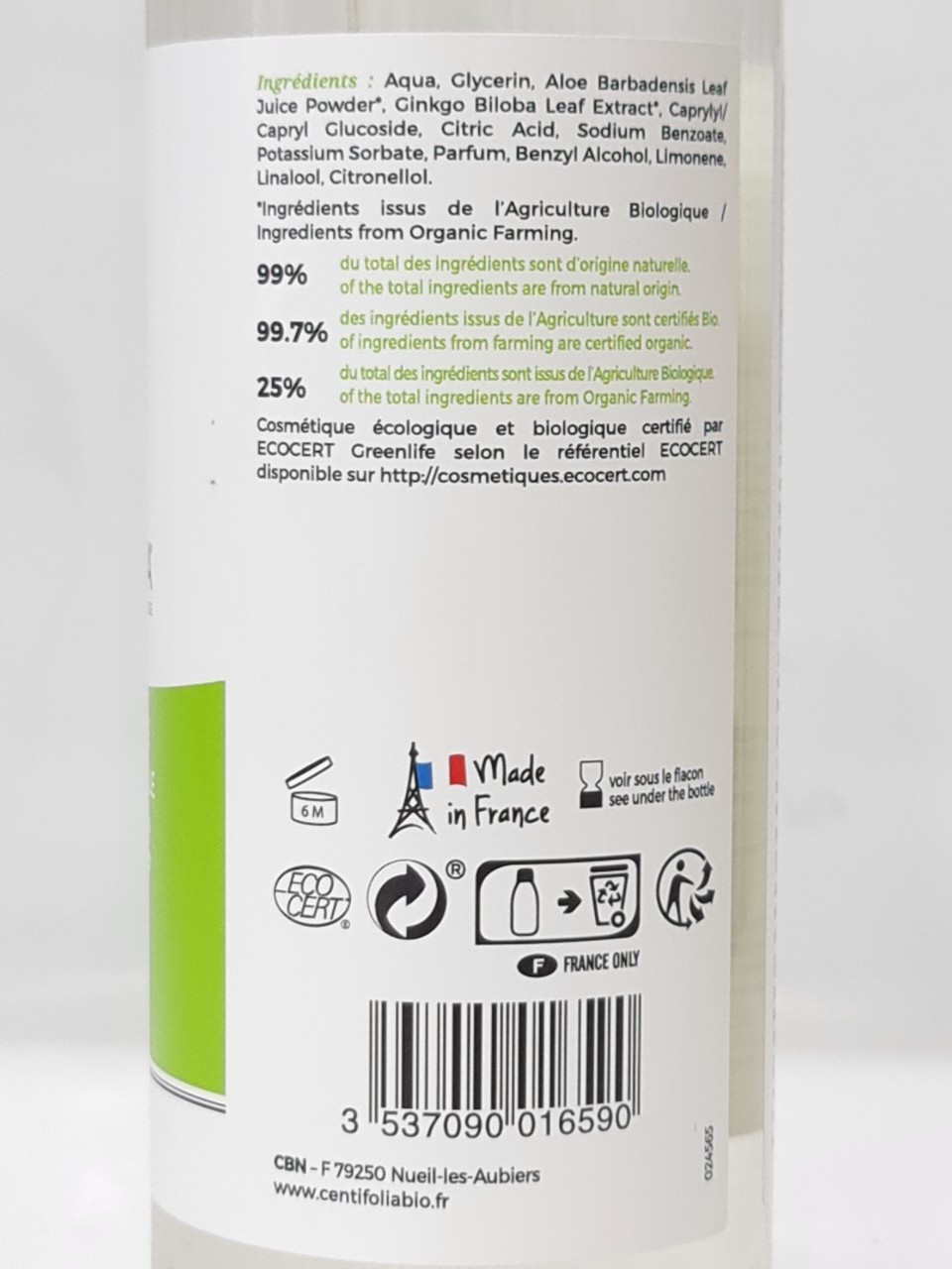 Nước Tẩy Trang Rau Má Centifolia 500ml Pháp
