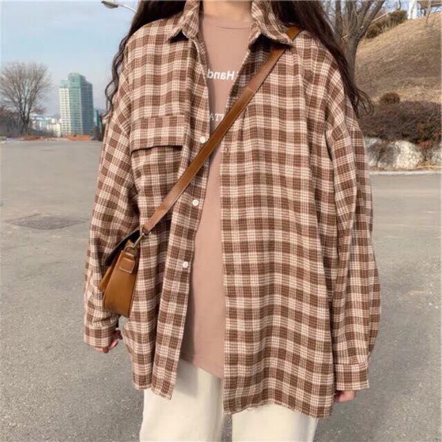 [SIÊU RẺ] Áo sơ mi oversize nam nữ kẻ caro uzzang cá tính form thụng (Áo sơ mi kẻ)