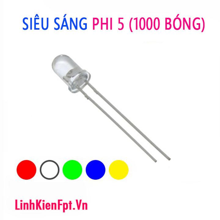 Led siêu sáng 5mm Màu Vàng 1000 bóng
