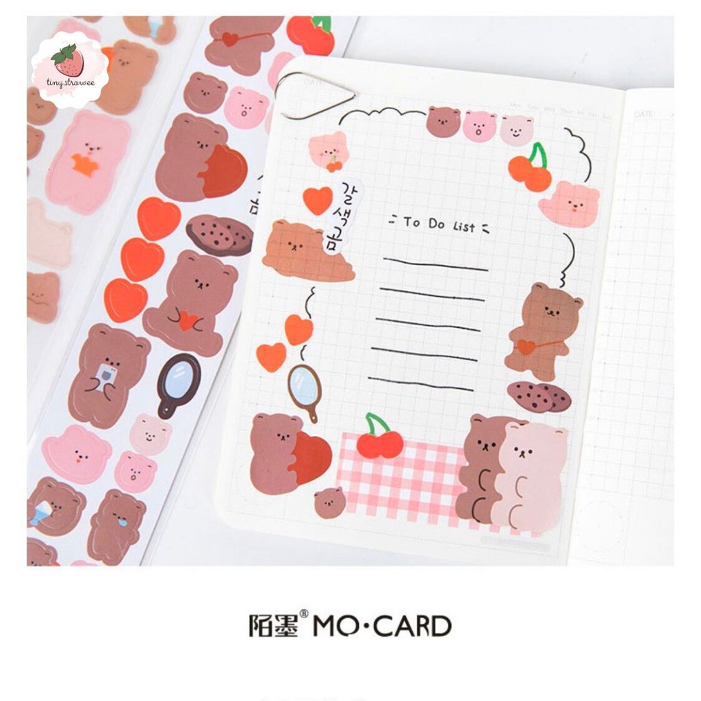 Set 2 dải sticker Hàn hình gấu mập