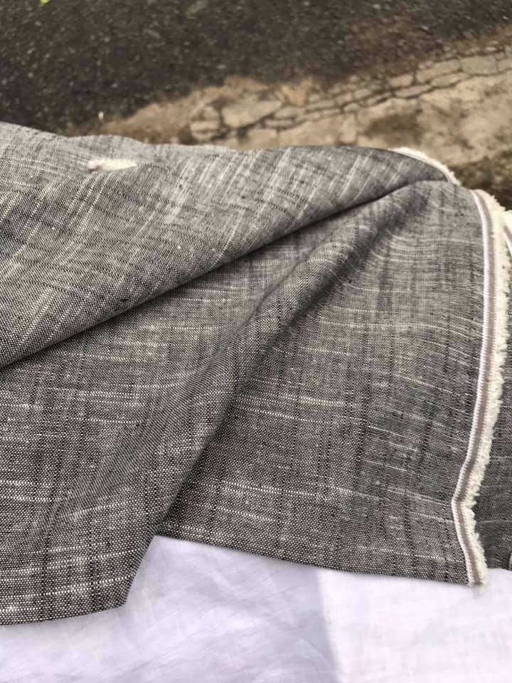 vải linen tưng 2 sợi đen gân