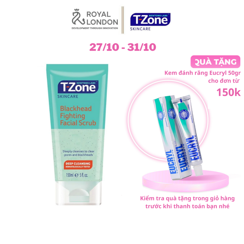 Kem Tẩy Da Chết T-ZONE Loại Bỏ Mụn Đầu Đen Tinh Chất Tràm Trà Blackhead Fighting Facial Scrub 150ml giá rẻ