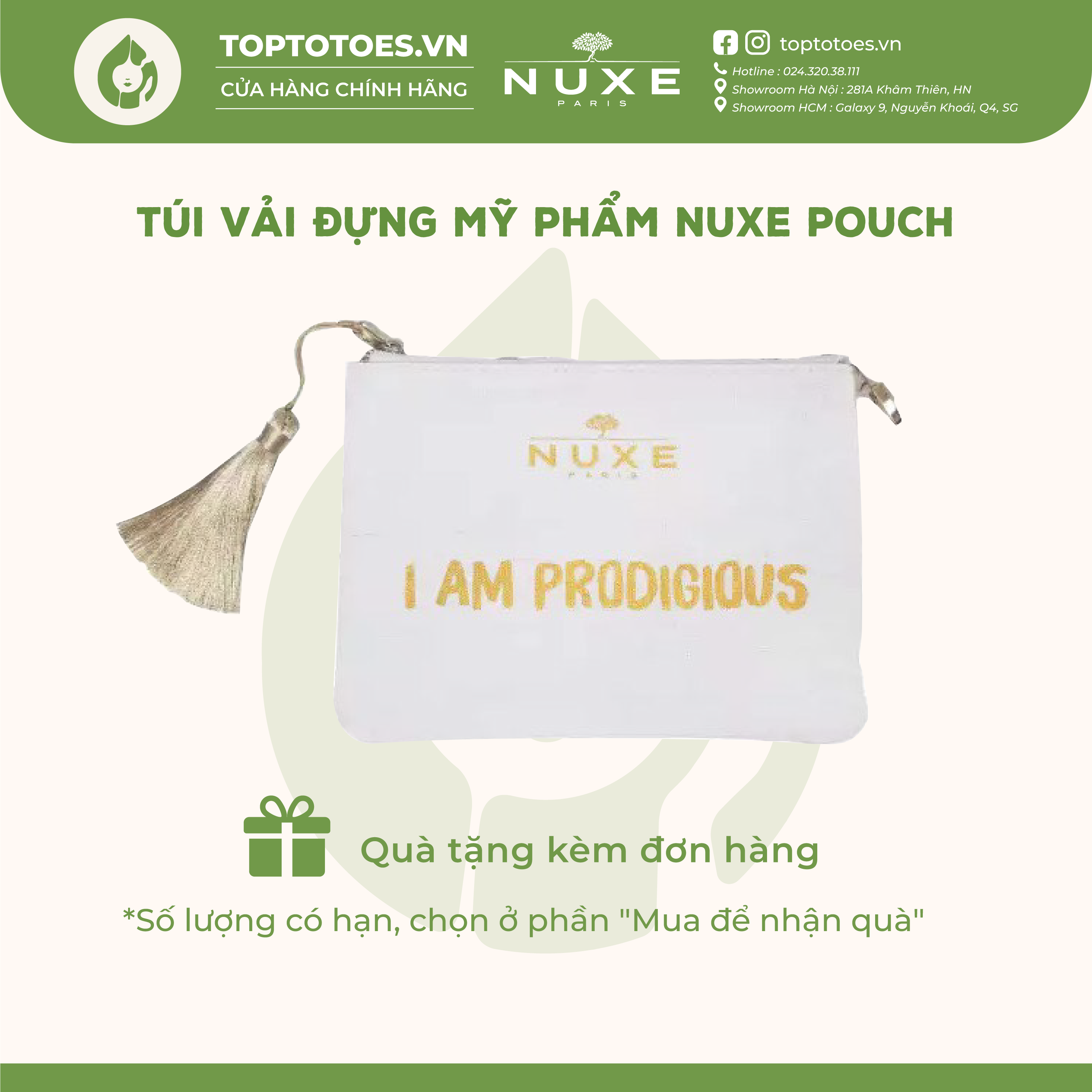 Túi vải đựng mỹ phẩm Nuxe Pouch [QUÀ TẶNG KÈM ĐƠN HÀNG]