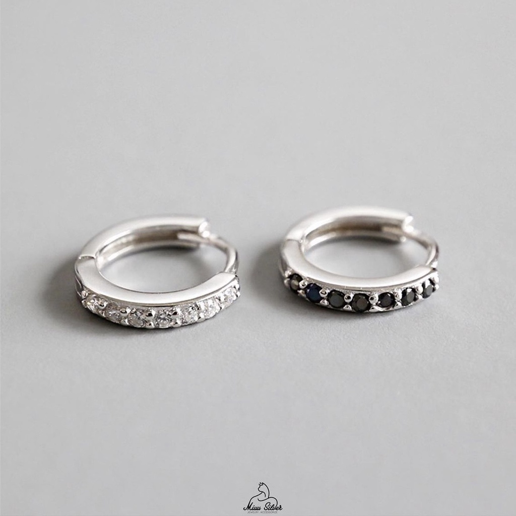 Bông tai bạc nữ vòng tròn đính đá Miuu Silver