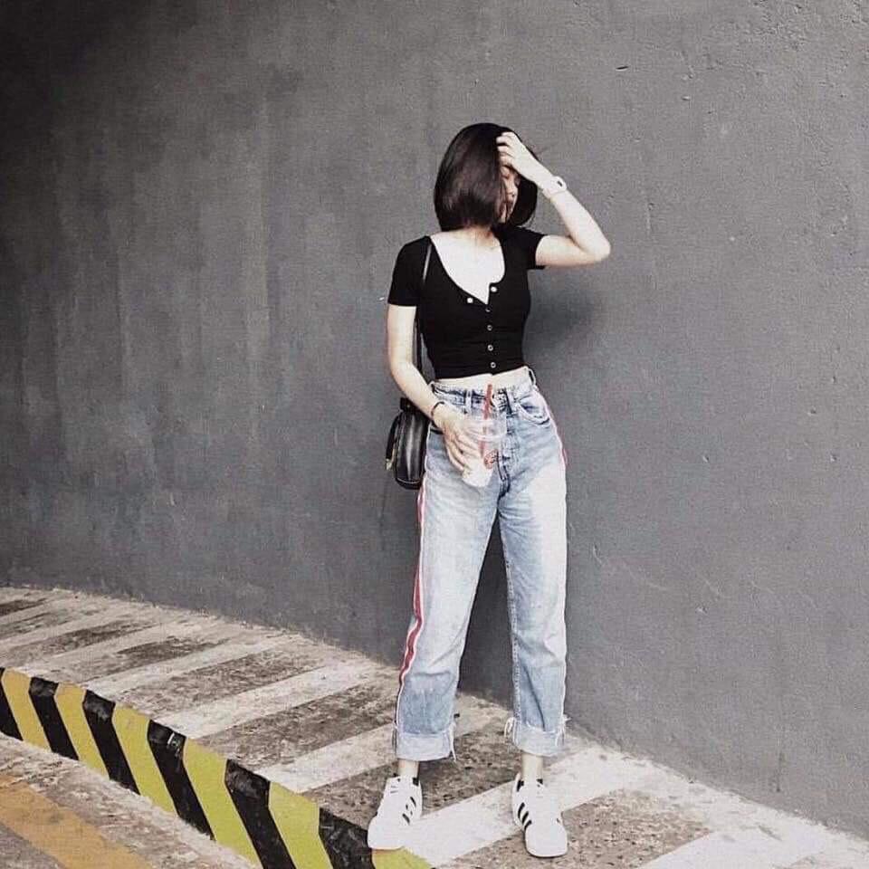 Áo Thun Gân Form Croptop Phối Cúc Cực Cá Tính TTS0382