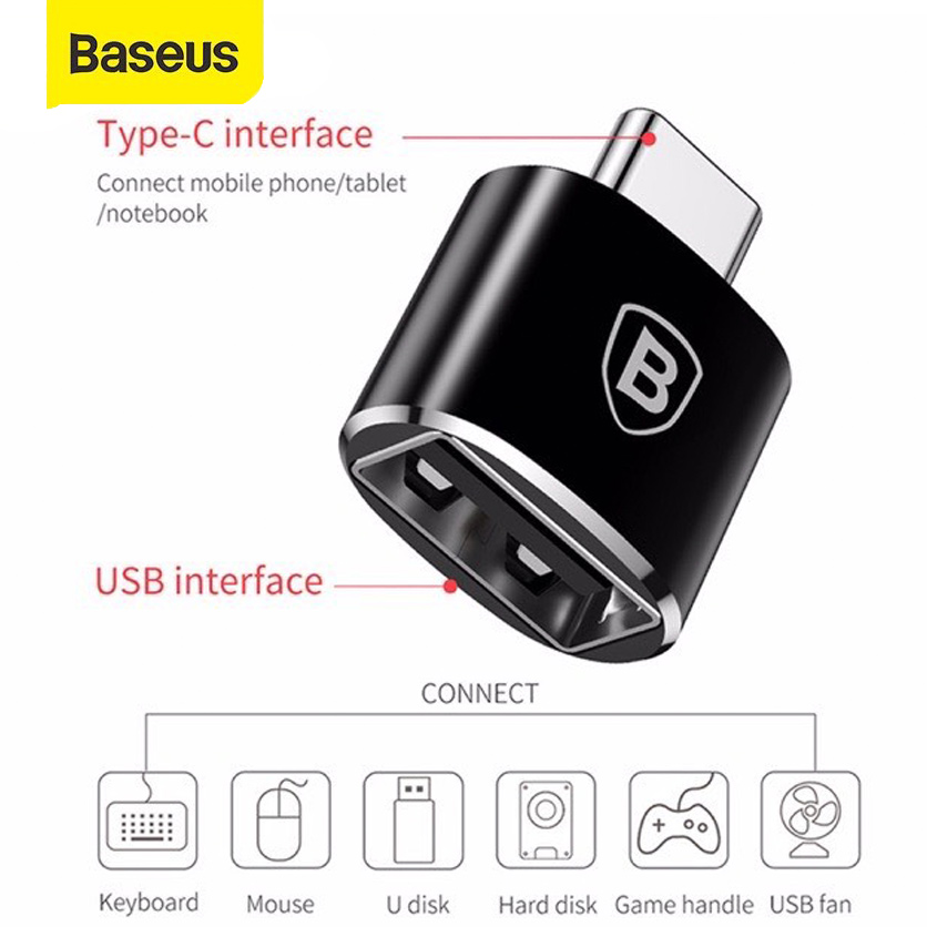Đầu chuyển đổi OTG Baseus USB-C sang USB-A  (TYPE C Male to USB Female Cable Adapter Converter)