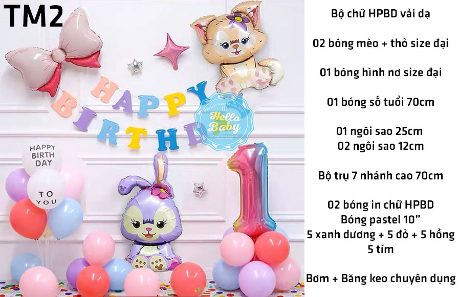 Set bóng trang trí sinh nhật cho bé chủ đề Thỏ và Cáo - HelloBaby