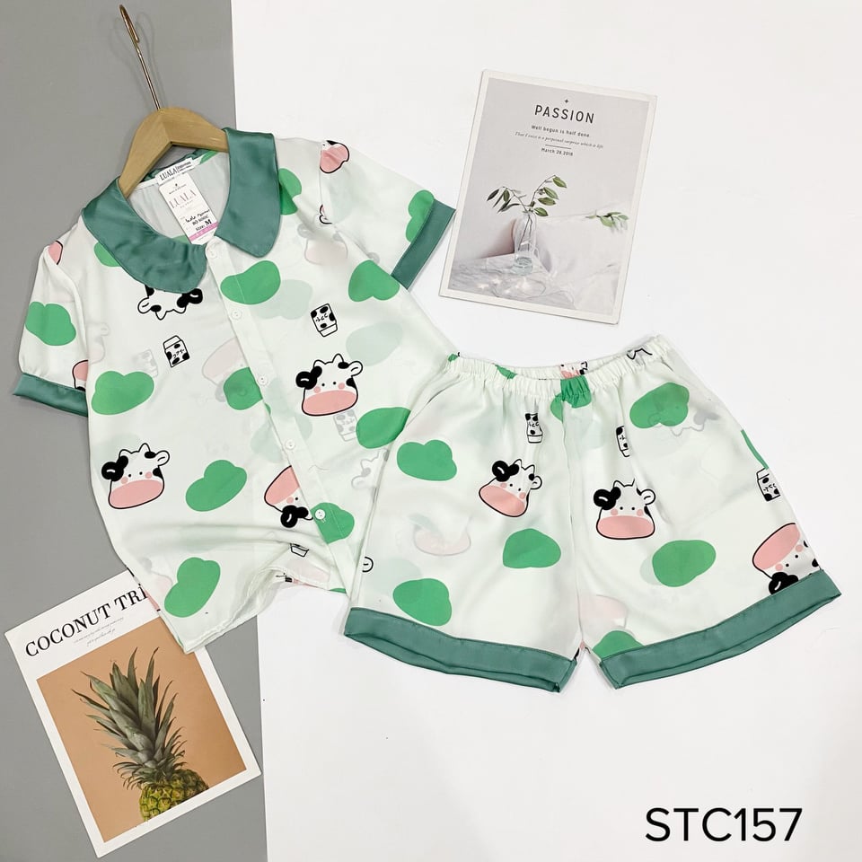 Bộ pijama đùi lụa mango cao cấp có size