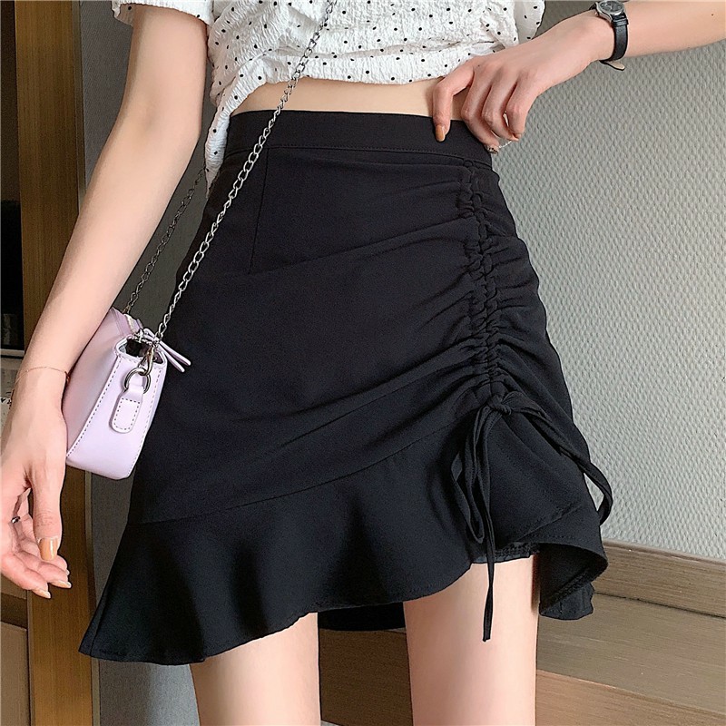Chân Váy Nữ Chữ A Dây Rút Viền Bèo