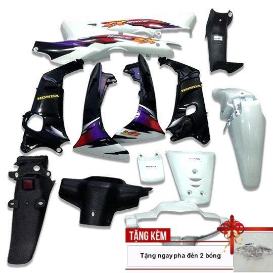 [SHOP TẶNG NGAY PHA ĐÈN 2 BÓNG  CỰC SÁNG] Dàn áo nhựa ABS nguyên sinh dành cho xe Wave ZX màu TRẮNG siêu bền đẹp - có TẶNG BỘ TEM 3 lớp xịn., phụ tùng ô tô - xe máy