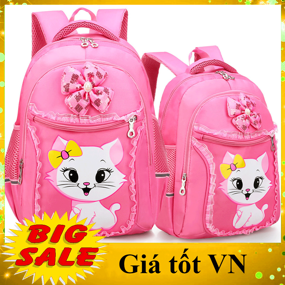 [ĐỦ SIZE] Cặp Balo học sinh hình mèo dễ thương thoáng khí chống gù lưng chống thấm cho bé nữ cấp 1, vải Polyester siêu nhẹ có khả năng chống bụi, cặp sách đi học cho bé gái tiểu học
