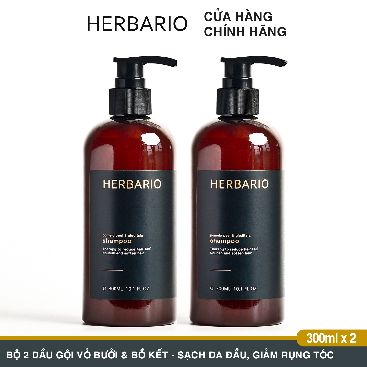 Combo 2 chai Dầu Gội bưởi và bồ kết Herbario 300ml