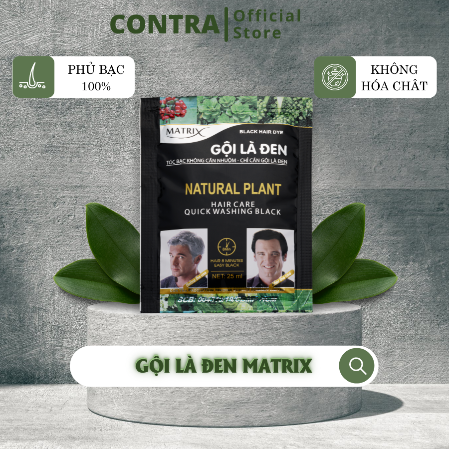 Dầu gội phủ bạc gội là đen tóc cấp tốc Matrix gói 25ml -  Contra Cosmetics
