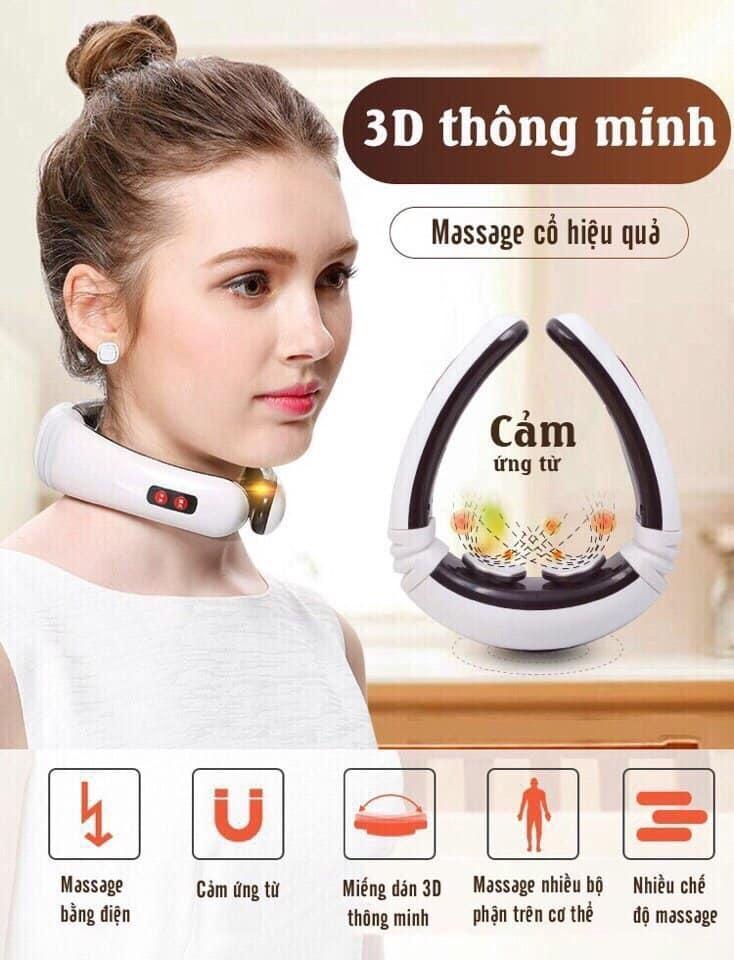 Máy Massage Cổ 3D Thông Minh ,Máy Mát Xa Rung Kết Hợp Xung Điện Từ Trường, Xua Tan Đau Nhức Vai Gáy, Lưng, An Toàn Hiệu Quả Giá Rẻ