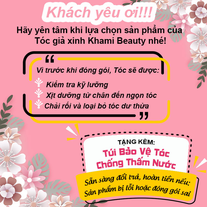 Búi tóc giả cột thẳng Khami Beauty, búi tóc rối sợi tơ