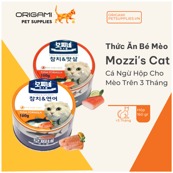 [HCM] Mozzis Cat Food - Cá Ngừ Hộp Cho Mèo Trên 3 Tháng Tuổi - Hộp 160g - Origami Pet