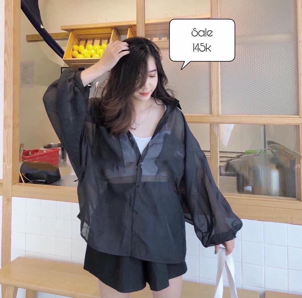 ( ẢNH THẬT) SÉT ÁO SƠ MI LỤA KÈM ÁO 2 DÂY HÀN QUỐC, LEVERMART