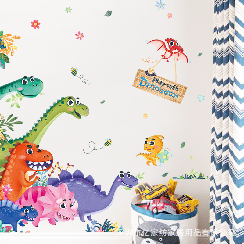 Decal dán tường khủng long sắc màu QR9092
